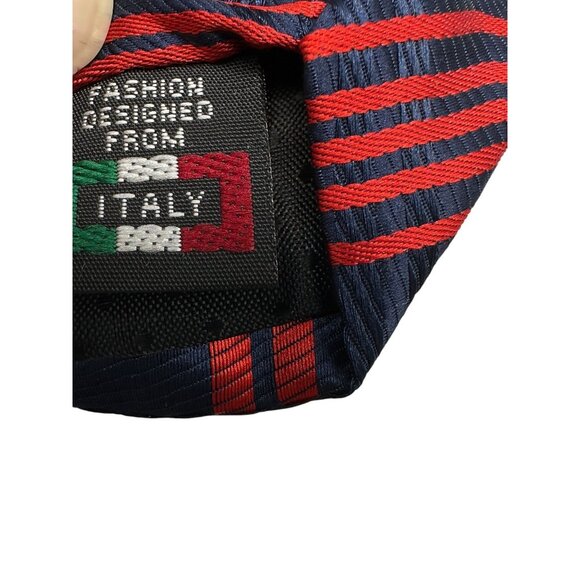 Gianfranco Italy Red & Navy Blue Striped Microfiber Mens Tie Business Work - Picture 5 of 7
